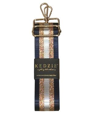 NEW Kedzie Interchangeable Bag Strap Navy Rose Gold Glitter